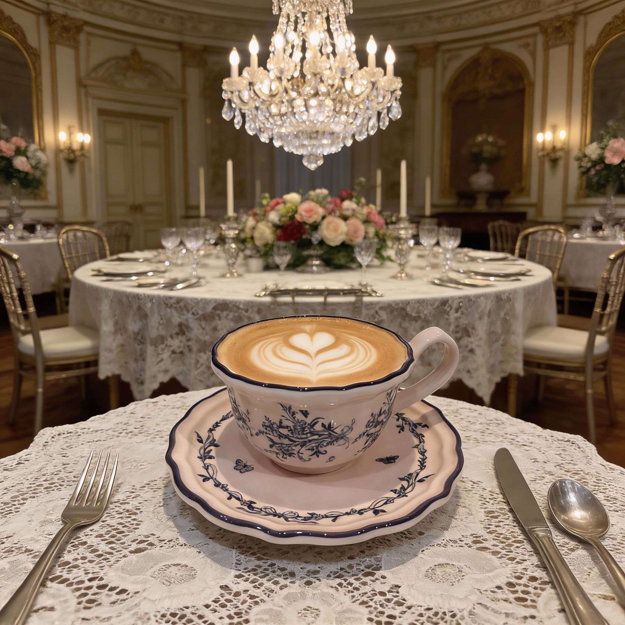 法式粉蝶系列陶瓷杯-青花国风浅粉色红茶杯咖啡杯碟一套礼盒装