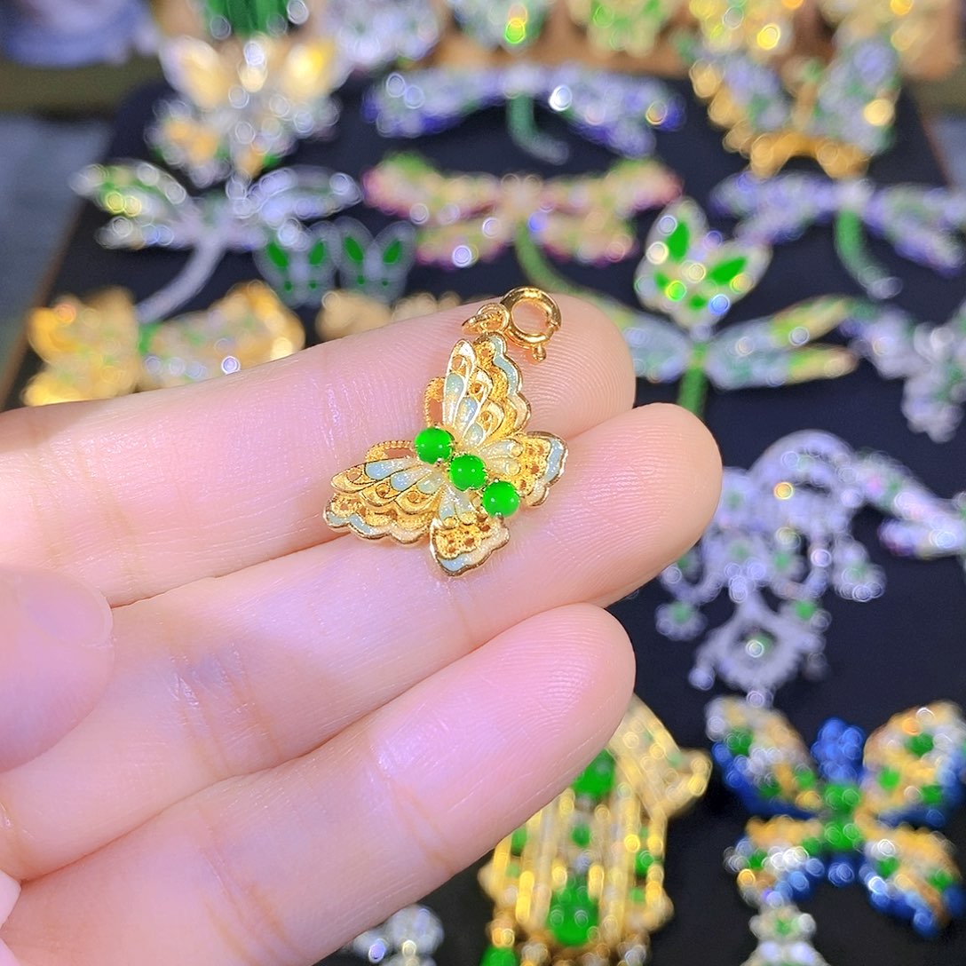 吊坠(不含链)银S925镶嵌翡翠