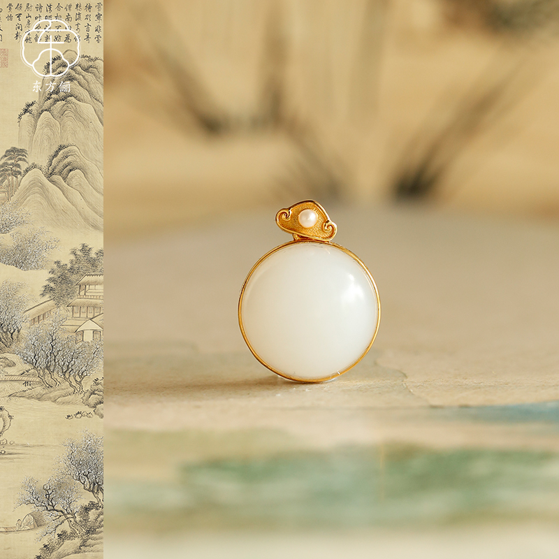 东方俪DOFUNLY【寄荣华】和田玉蛋面吊坠18k金WYDZ雅韵