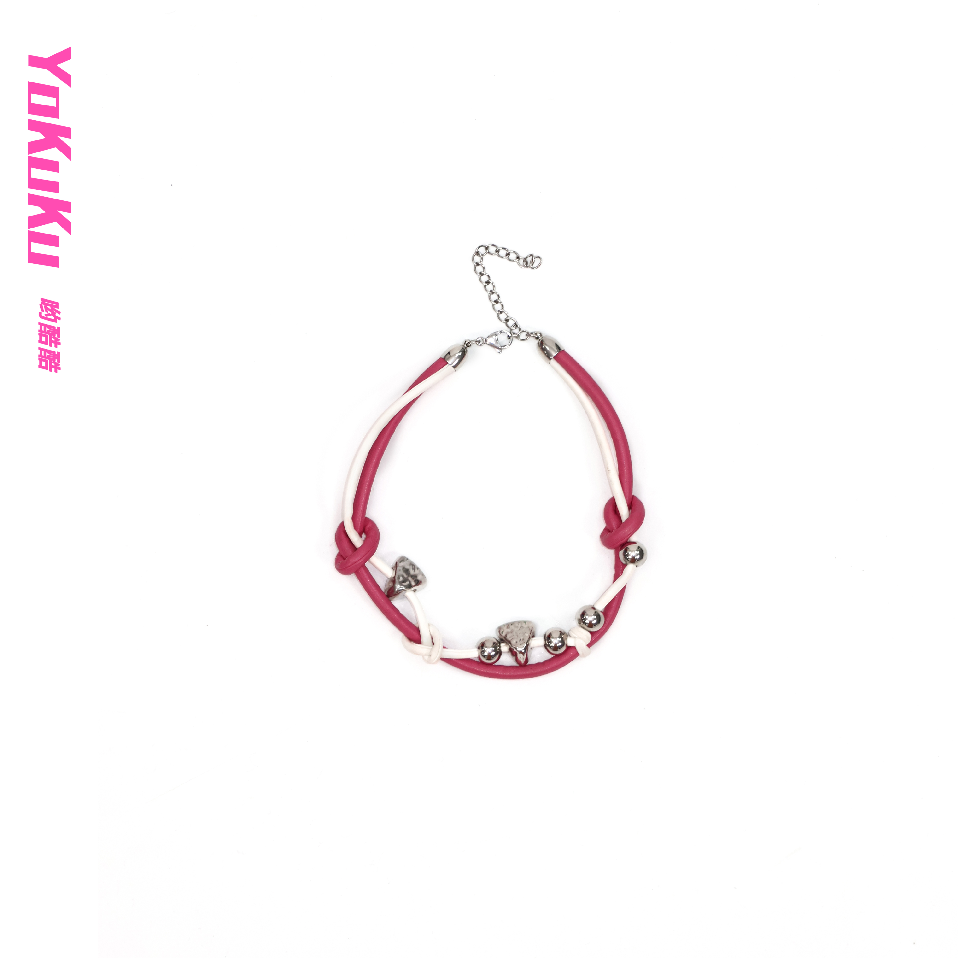 钛钢项链 钛钢项链 （星河制造）小众手工编绳芭比粉锁骨链颈链