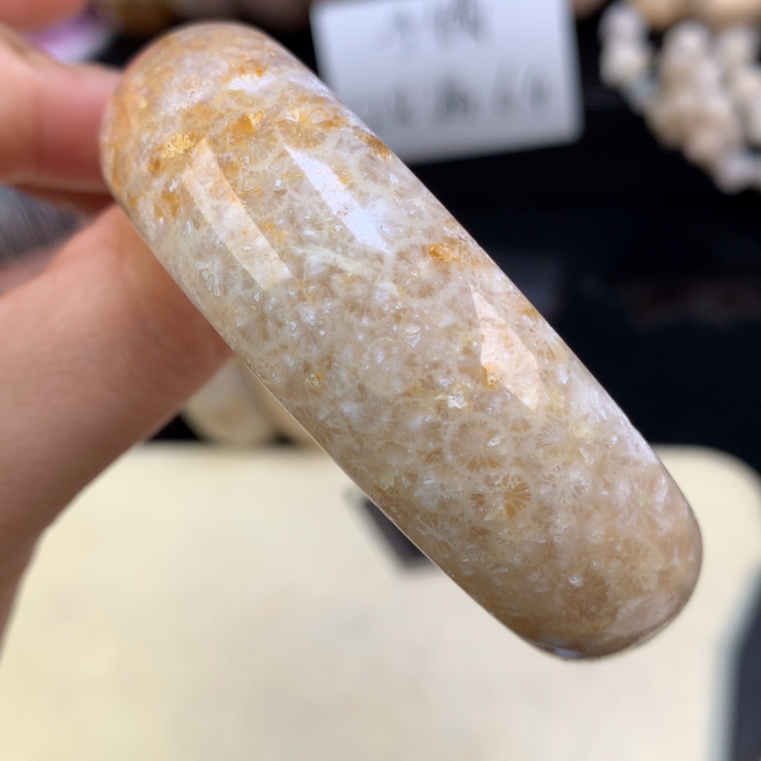 硅化珊瑚（珊瑚玉）未镶嵌颈饰128漏64手镯59圈（9号）