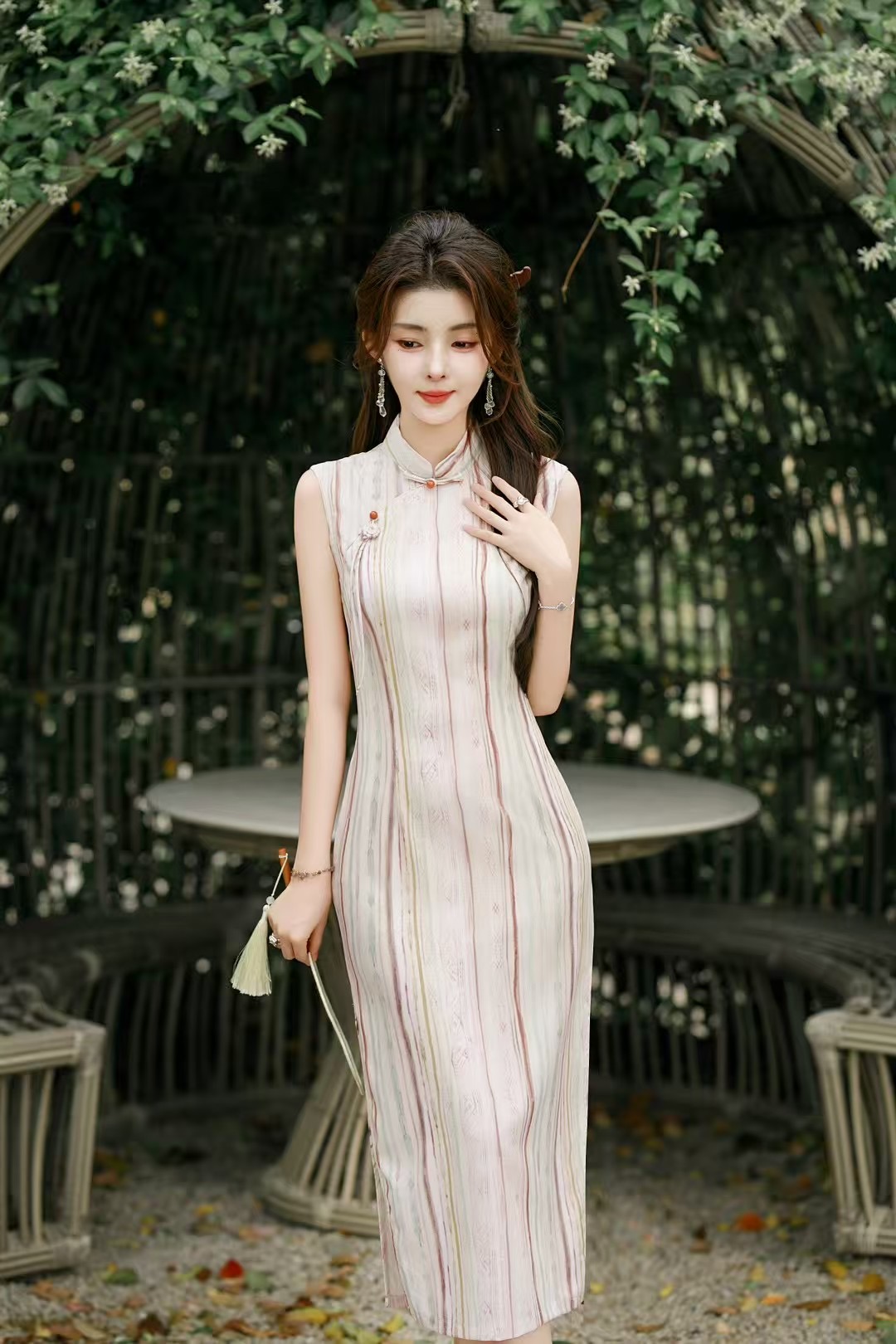 【露杉】裙长117新款单层薄款旗袍改良年轻气质少女中式日常素雅