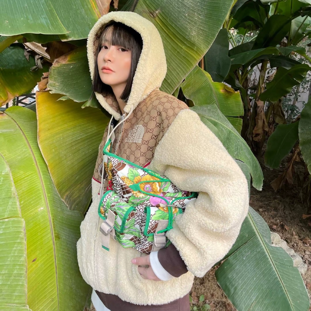 99新 GUCCI/古驰 --北面联名泰迪拼接满印外套/Xs码/2146/