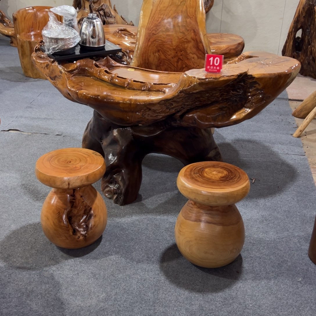 原木实木随形茶桌一套