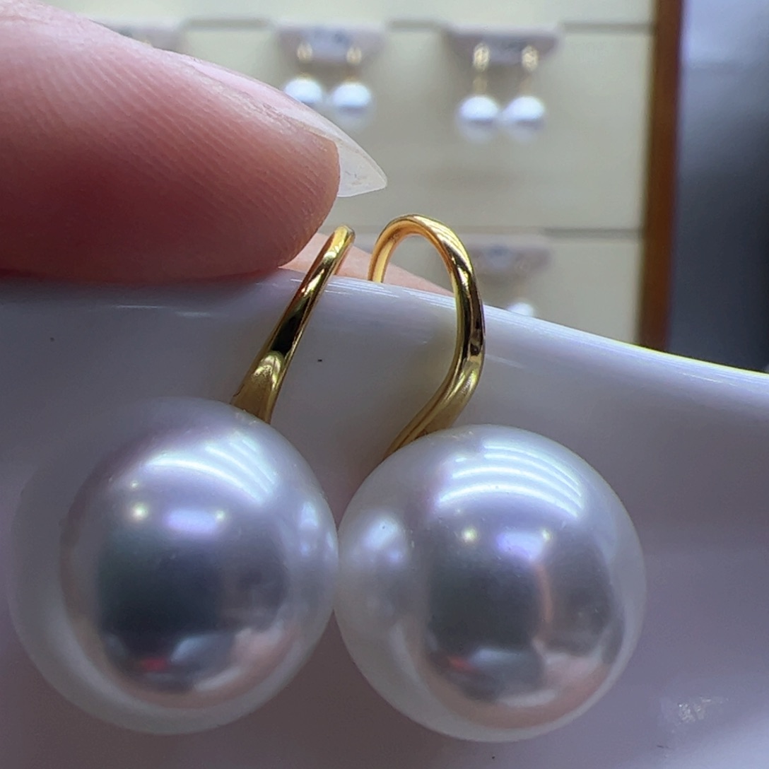 淡水珍珠耳饰18K金镶嵌