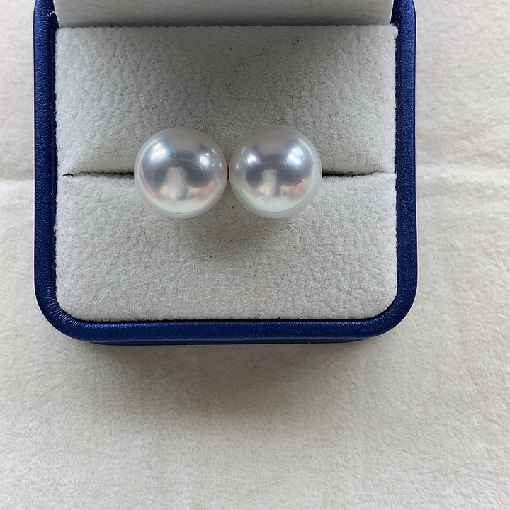 海水珍珠耳饰银S925镶嵌关****柿海水澳白耳钉12-13