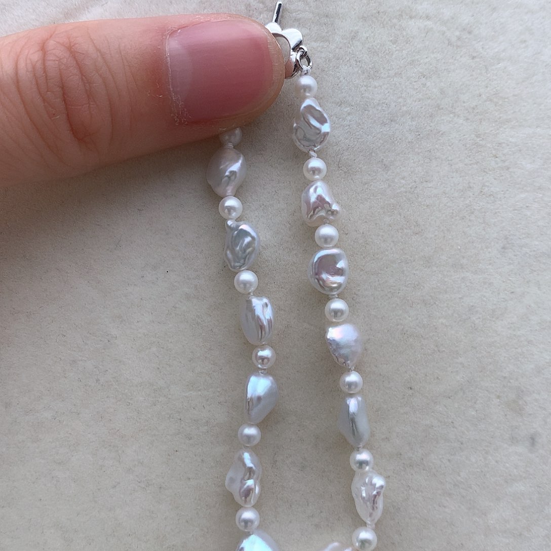 淡水珍珠4-6mm无核手链银S925镶嵌