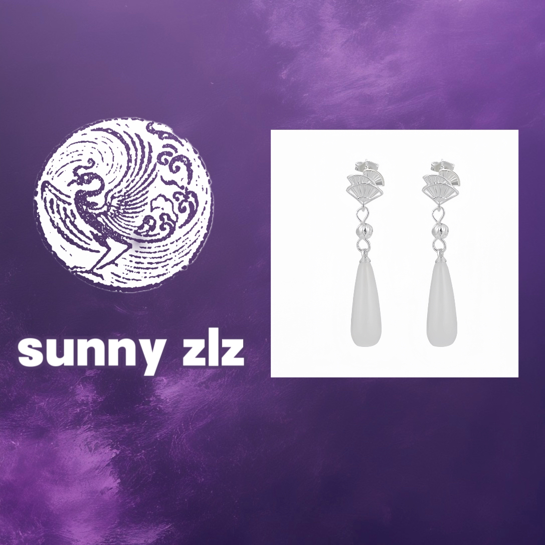 925银耳饰 扇形水滴耳钉女古风新中式气质长款流苏显瘦百搭火爆款