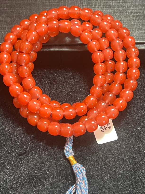 保山原矿南红老型佛珠114.9g9mmAF0712
