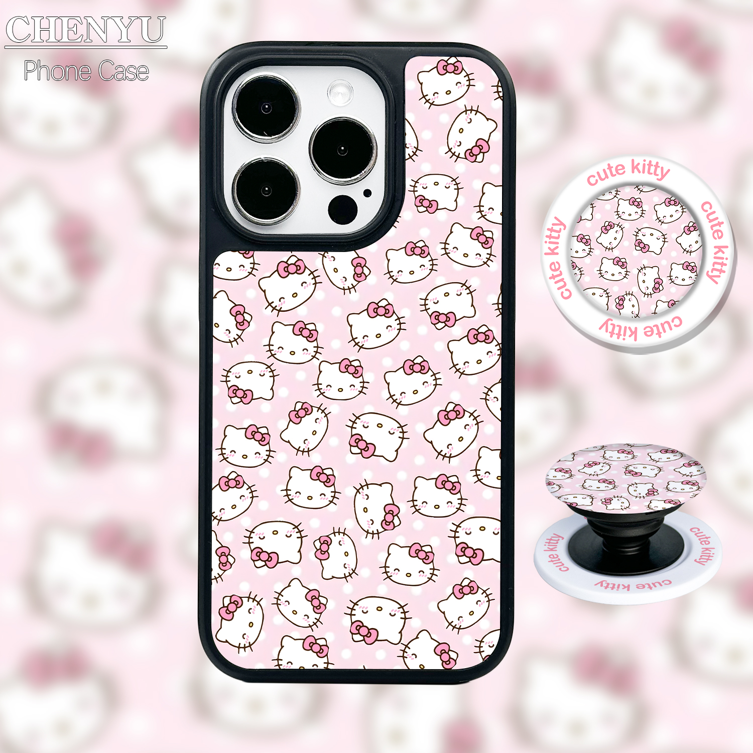 淡粉白凯蒂猫磁吸磨砂壳适用苹果16promax华为p70小米高级防摔壳