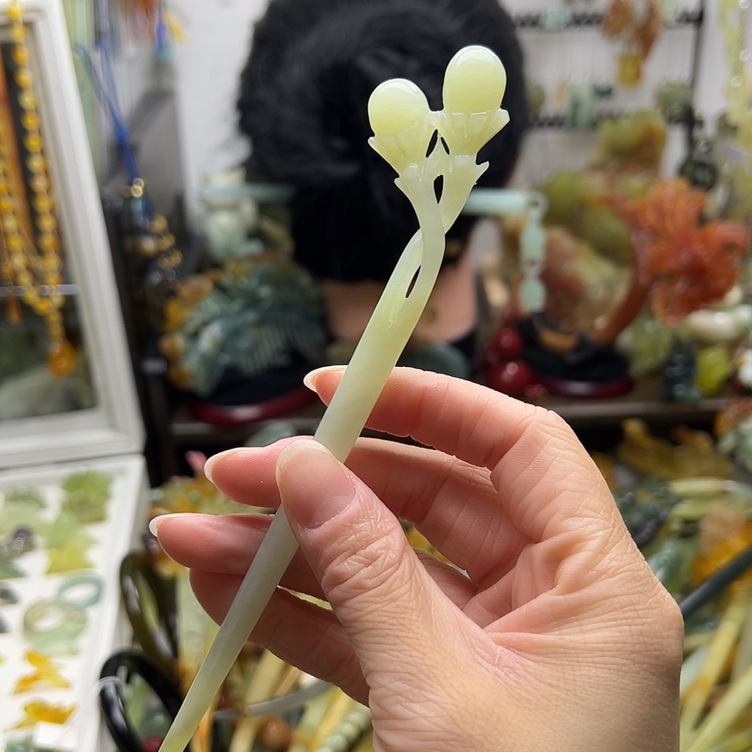 蛇纹石玉发饰合金