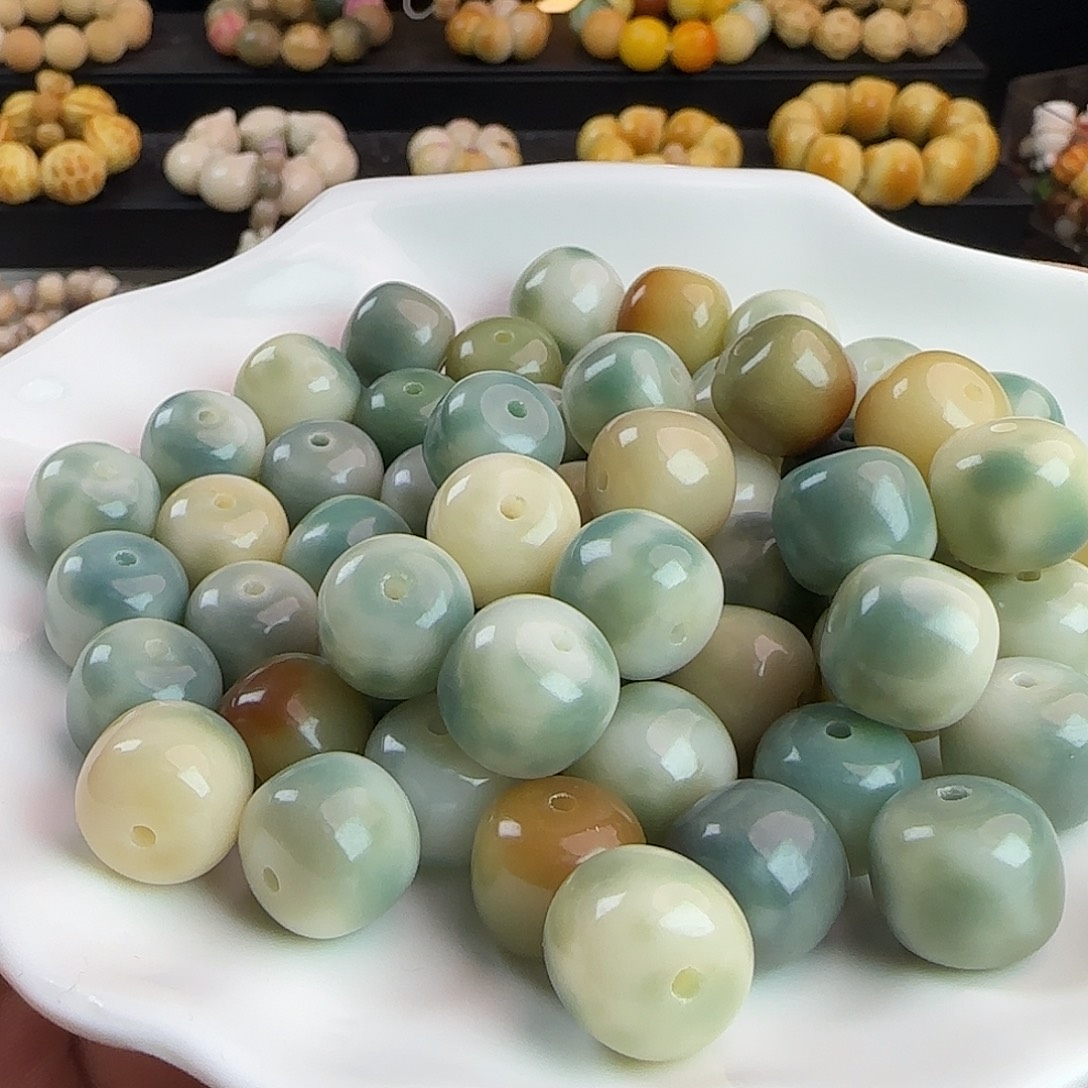 菩提根/象牙果手串卡14玻璃底蓝风信屿桶100颗批发