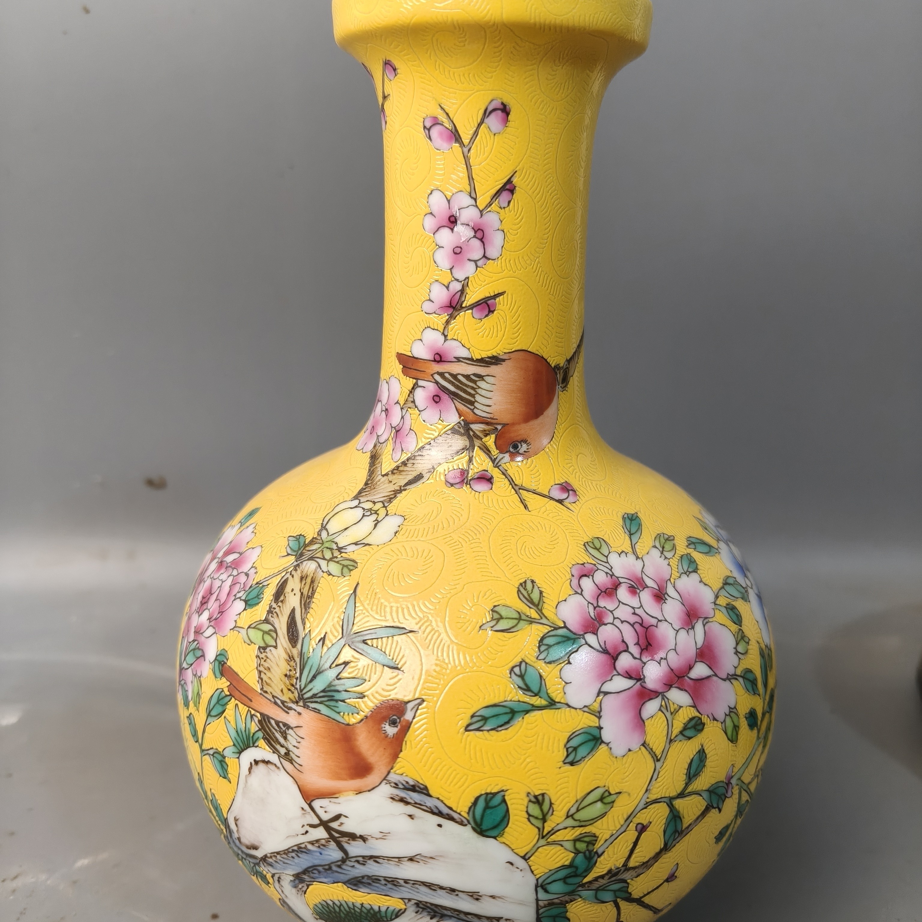 珐琅彩手绘满工满身扒花重工精工细作花瓶陶瓷精品