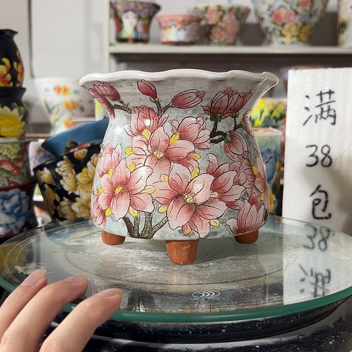 景德镇手绘花盆幸运花盆