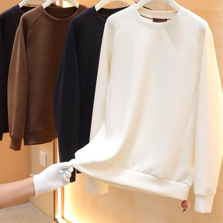 【清漪 987】秋冬内搭卫衣长袖男士加绒宽松圆领卫衣韩版加绒圆领