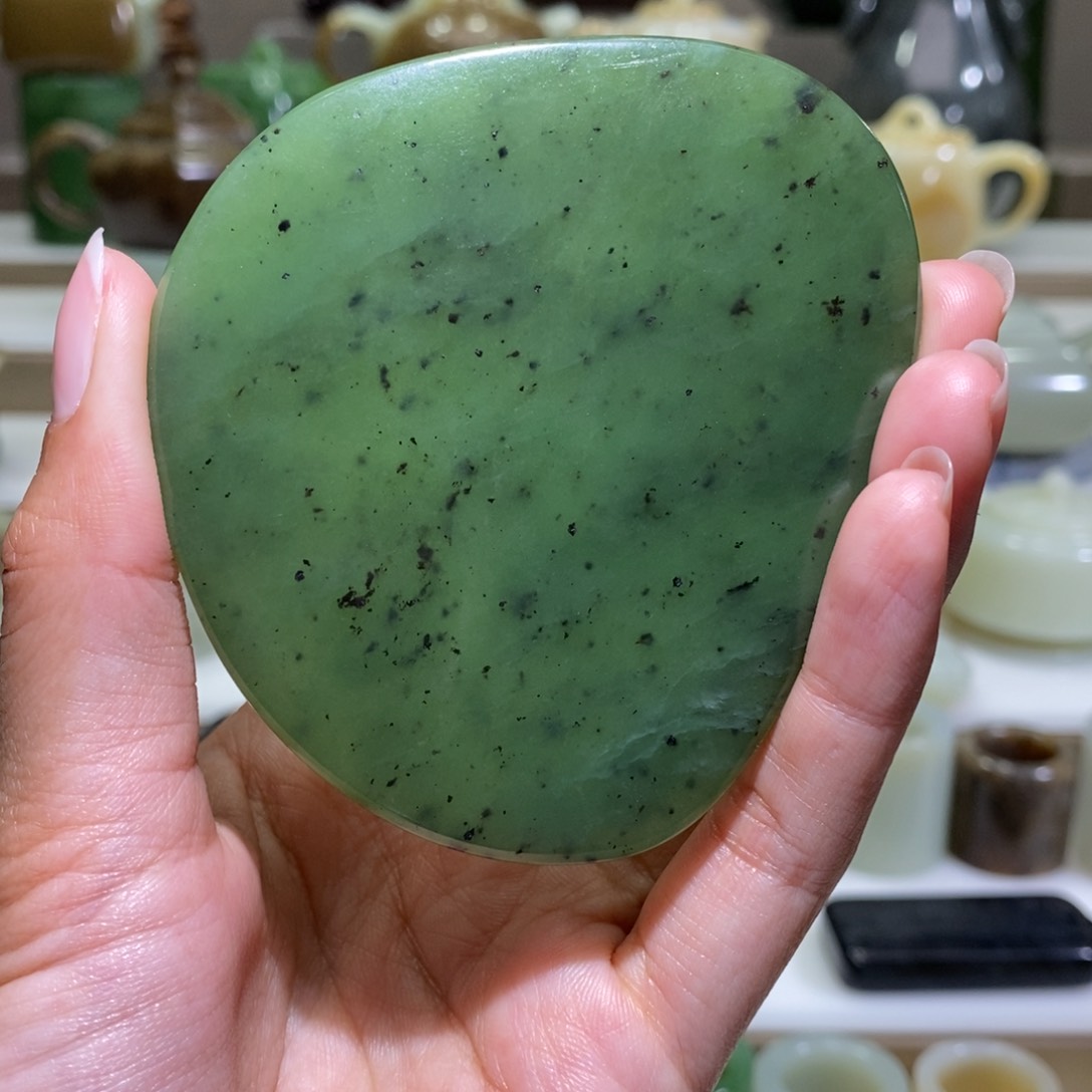 和田玉把件未镶嵌碧玉杯垫壶垫刮板福利款