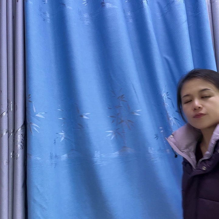 纱竹子蓝3米对开打孔高2.7米2套