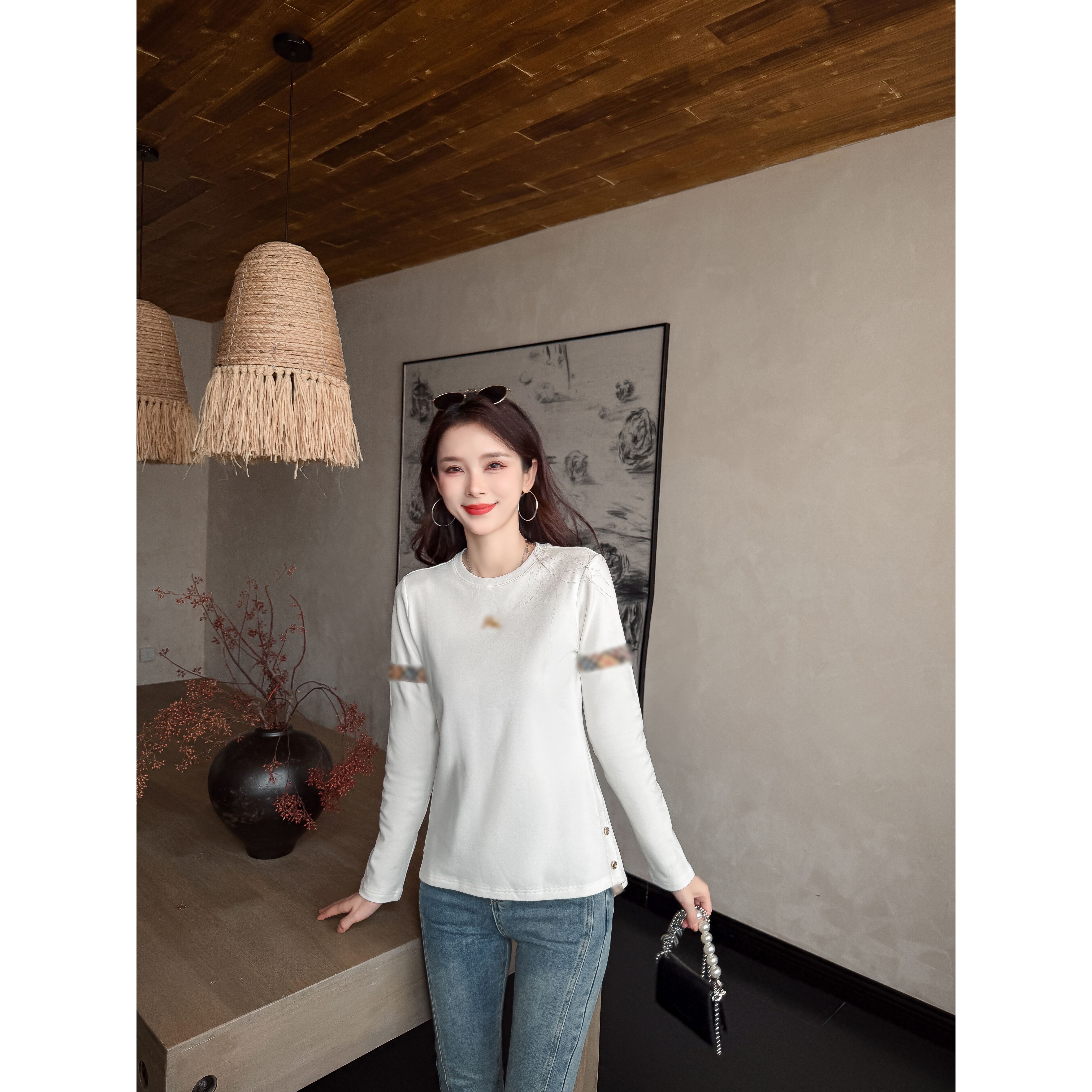 【C21】加绒秋冬休闲百搭长袖T恤171228