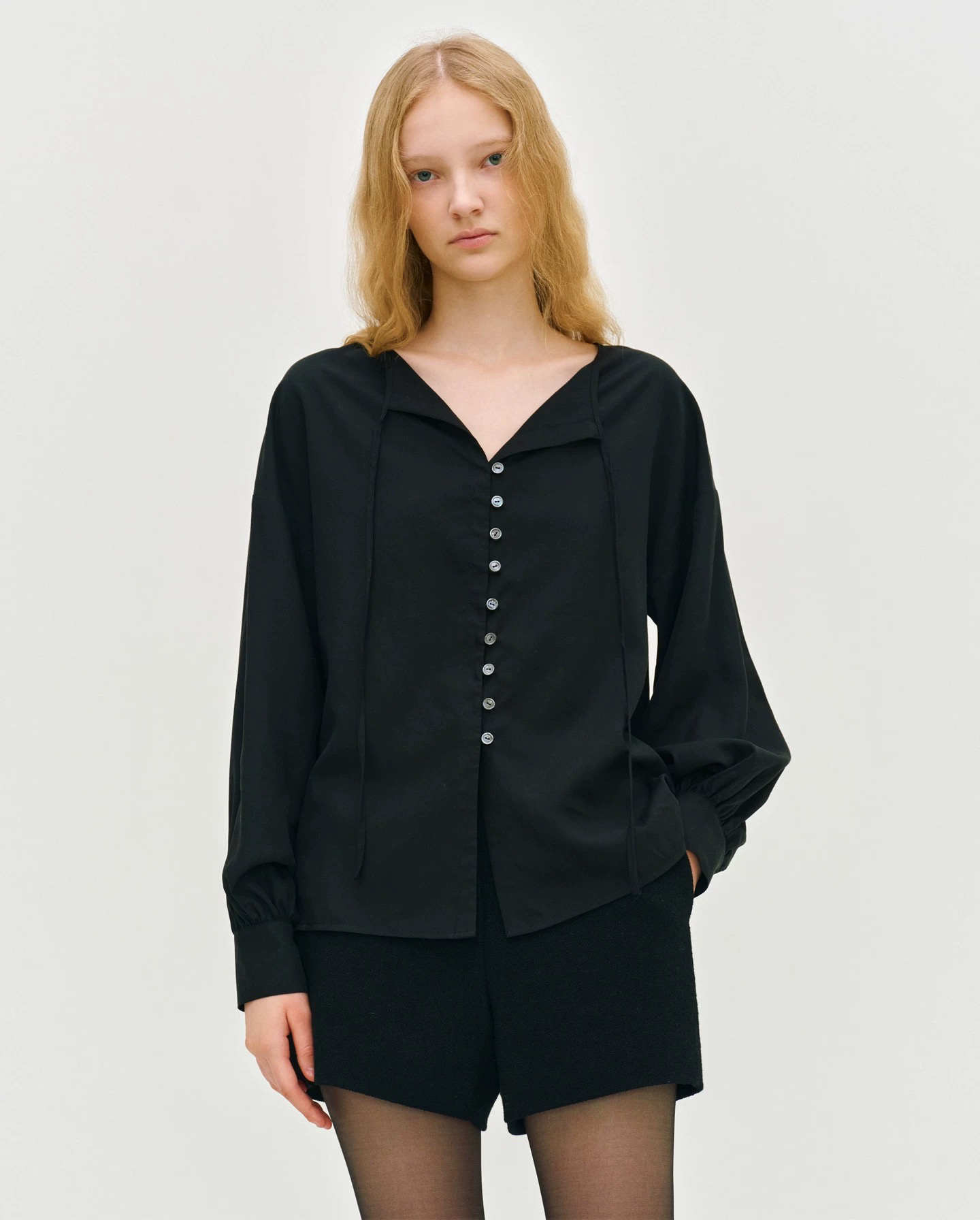 闪闪兒 韩国品牌S*IE 系带慵懒高级感衬衫三色9167