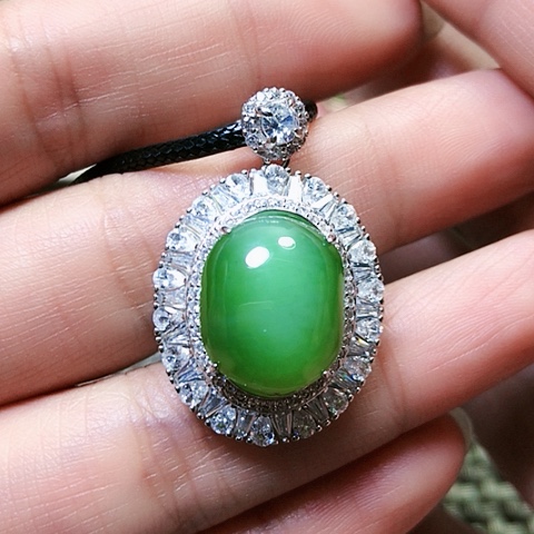 和田玉挂件银S925镶嵌