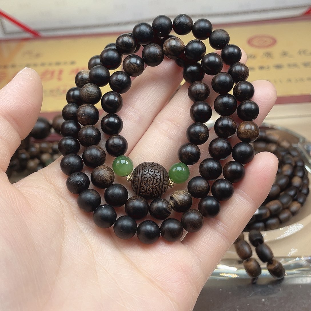 沉香手串越南芽庄白棋雷击缨子瘤疤0.8