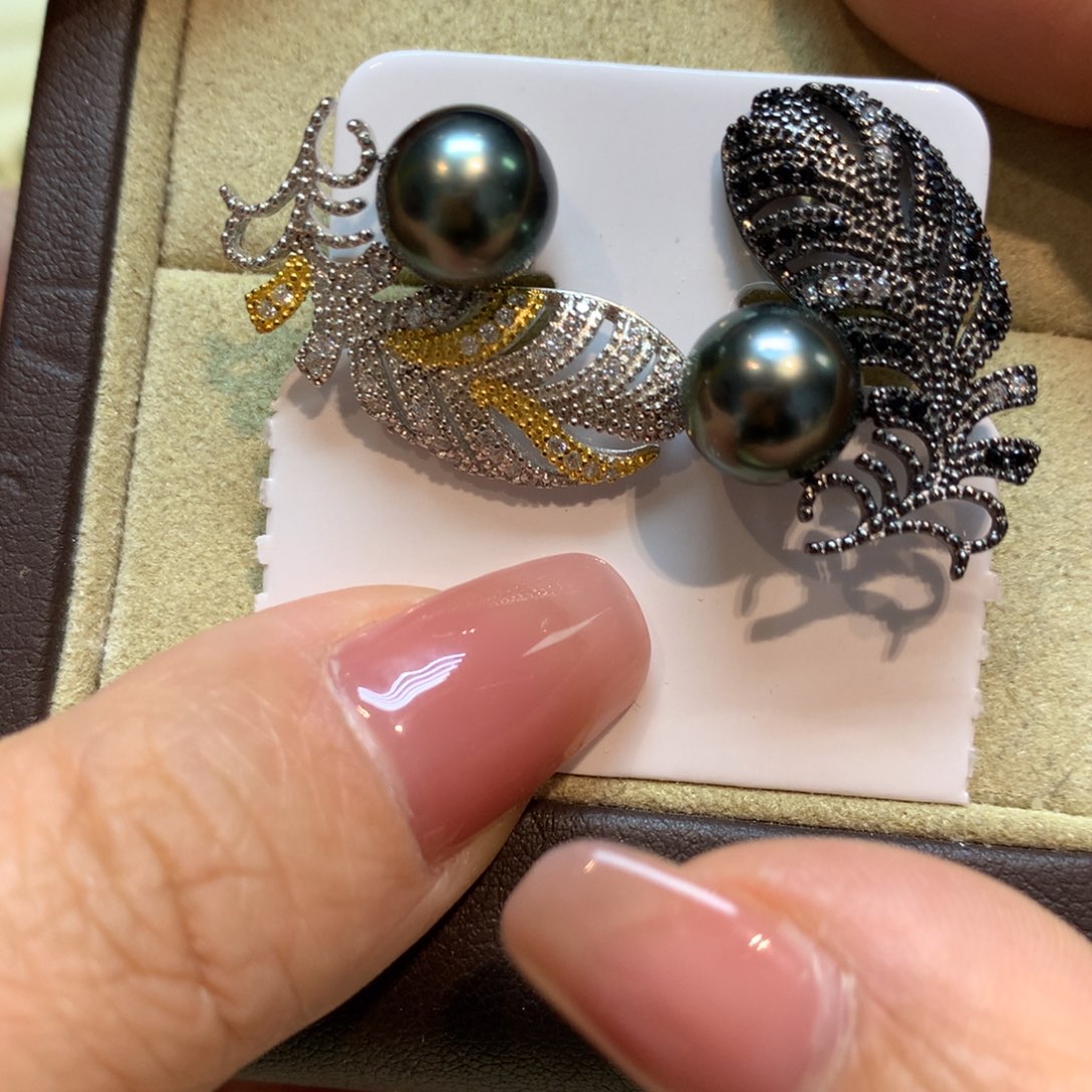 海水珍珠耳饰银S925镶嵌