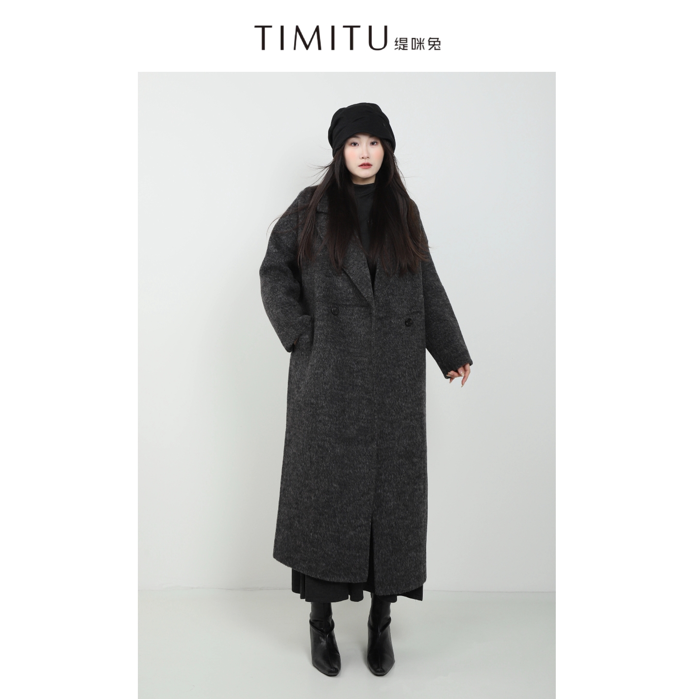 TIMITU缇咪兔冬季韩系大女主气质西装领毛呢外套34424036