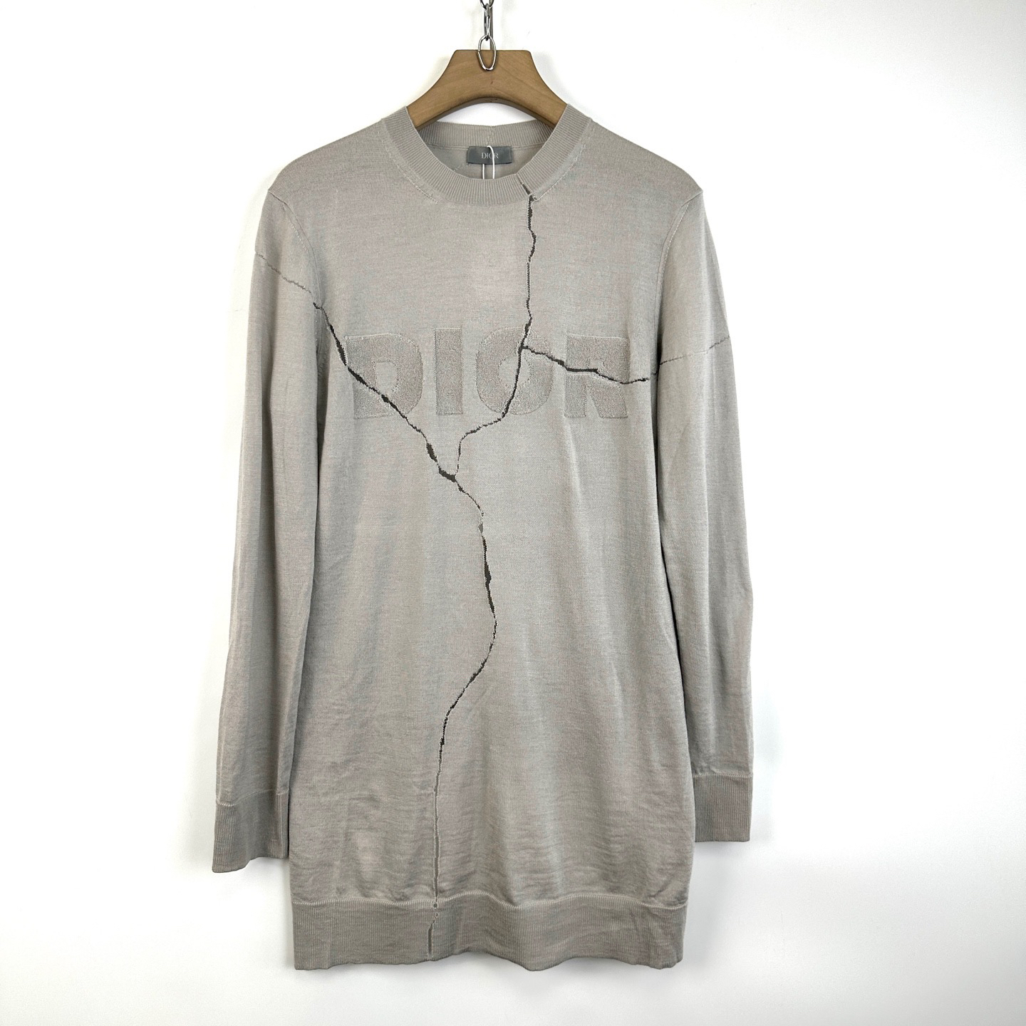 99新 DIOR/迪奥 XS码/裂纹字母logo不规则针织衫/袖口如图/07320