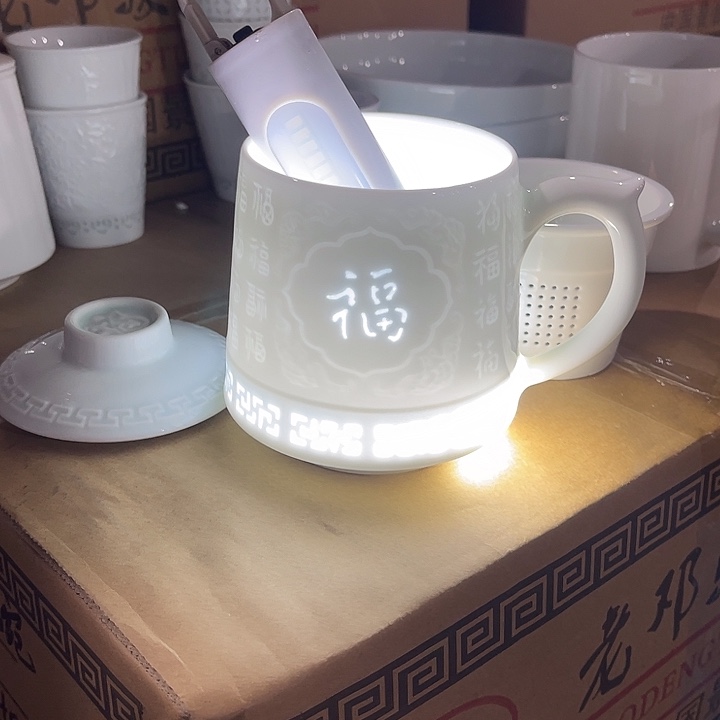 瓷片百福办公杯一个，包邮，容量450