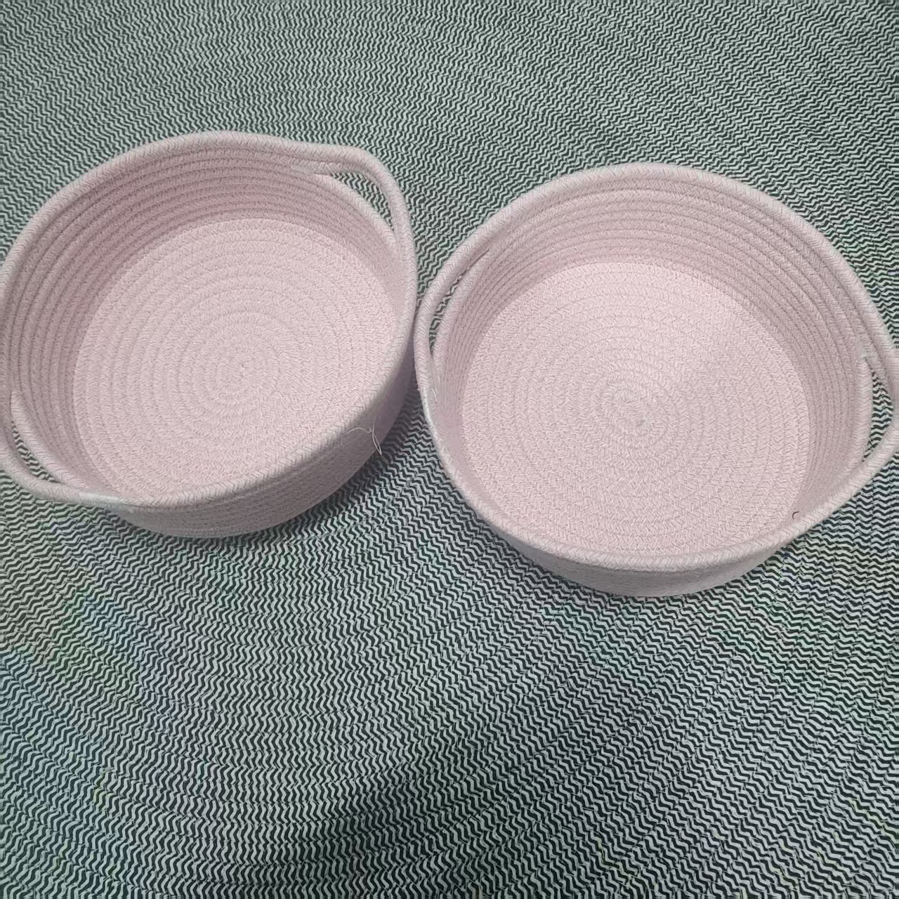 圆形小号桌面收纳棉线筐零食储物篮收纳盒简约轻奢