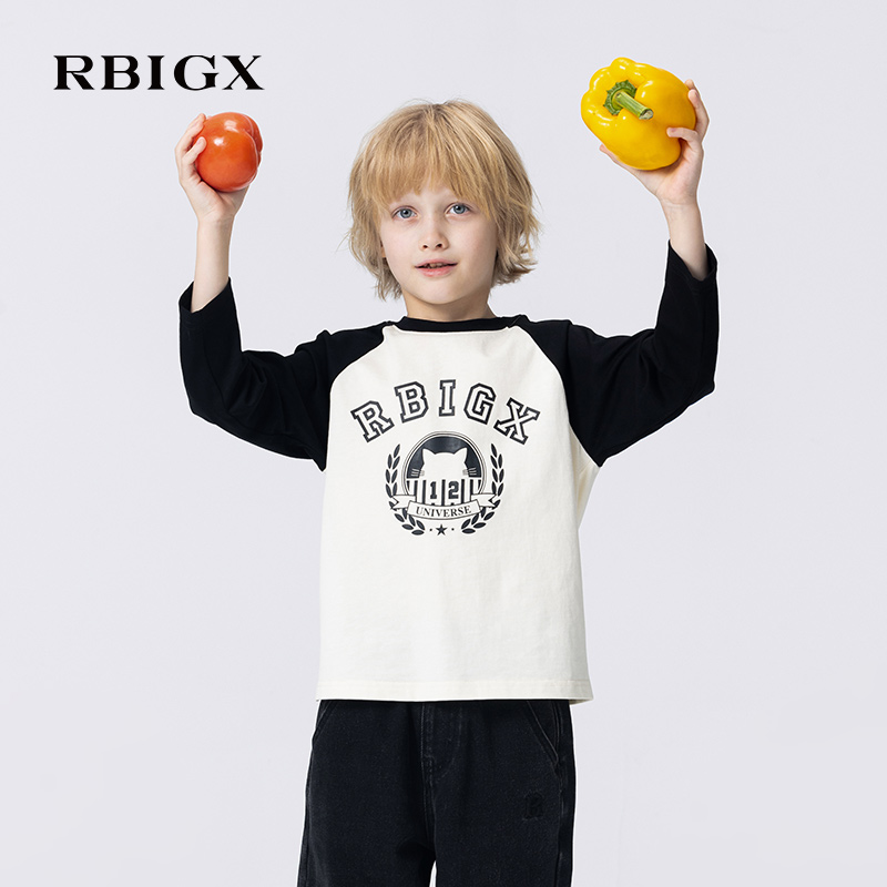 （商城同款）RBIGX瑞比克男女童秋季插肩袖撞色长袖T恤CT4CR2802