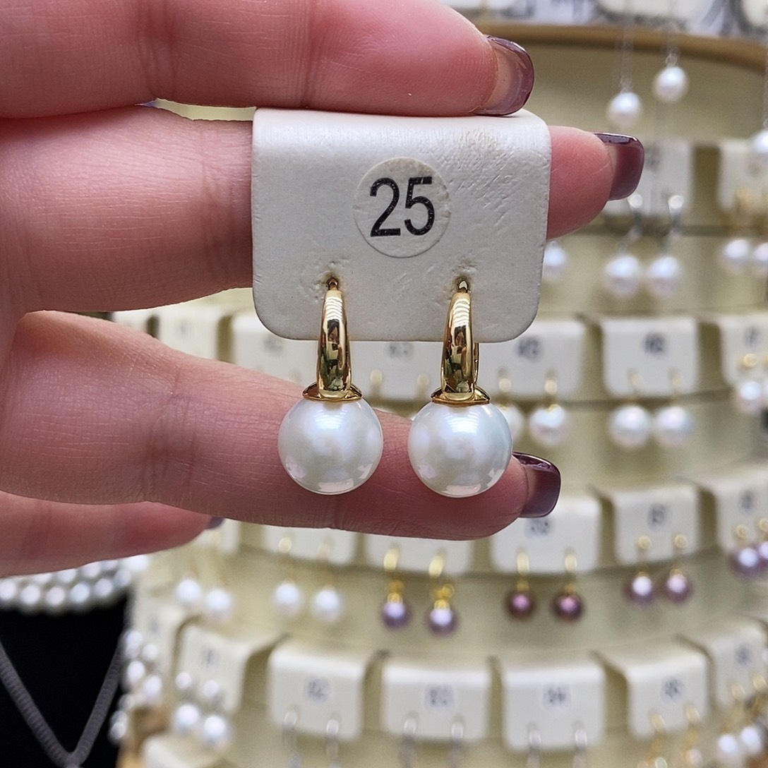 淡水珍珠耳饰银S925镶嵌