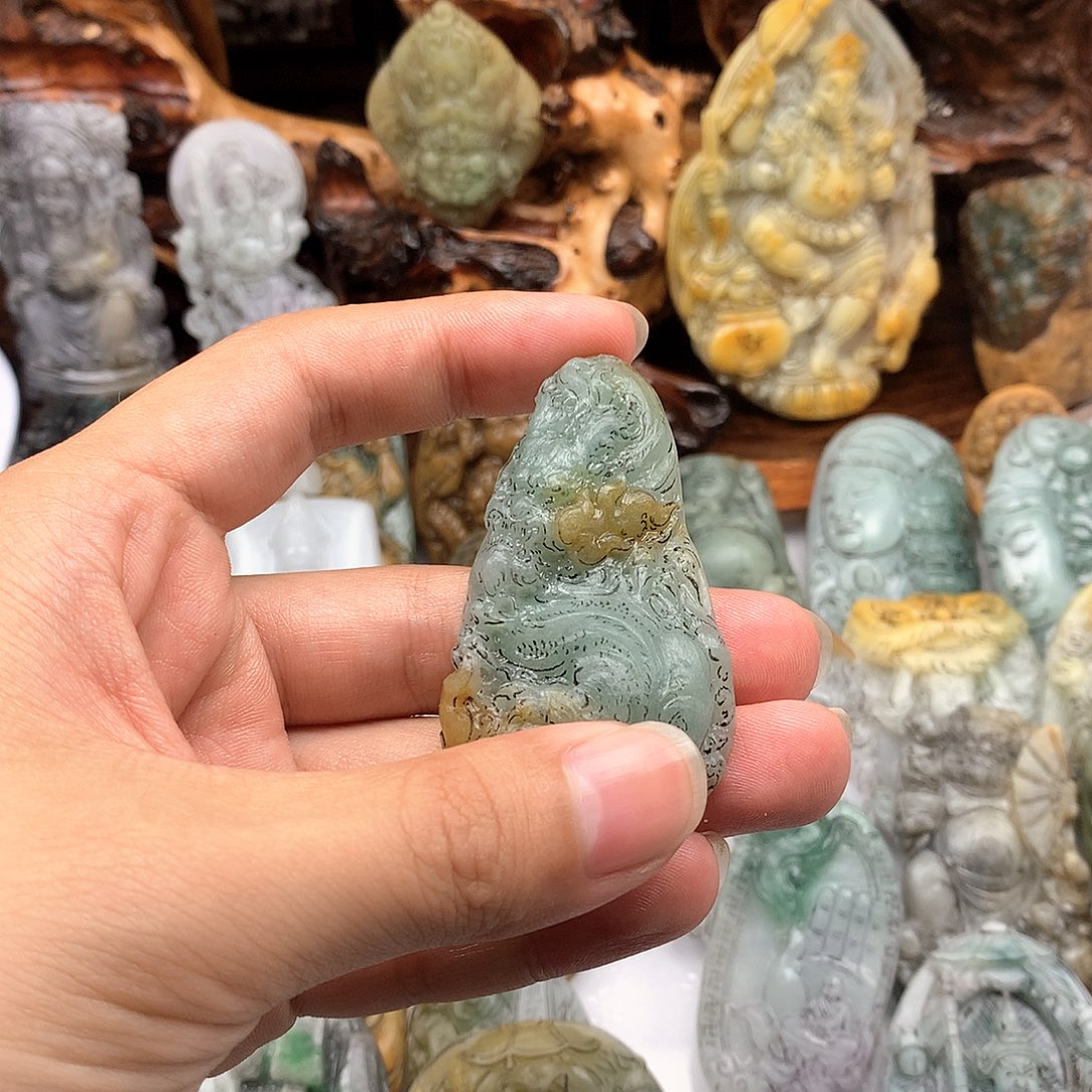 定制翡翠未镶嵌乀**丶天然缅甸翡翠A货毛胚雕刻修光抛光定制