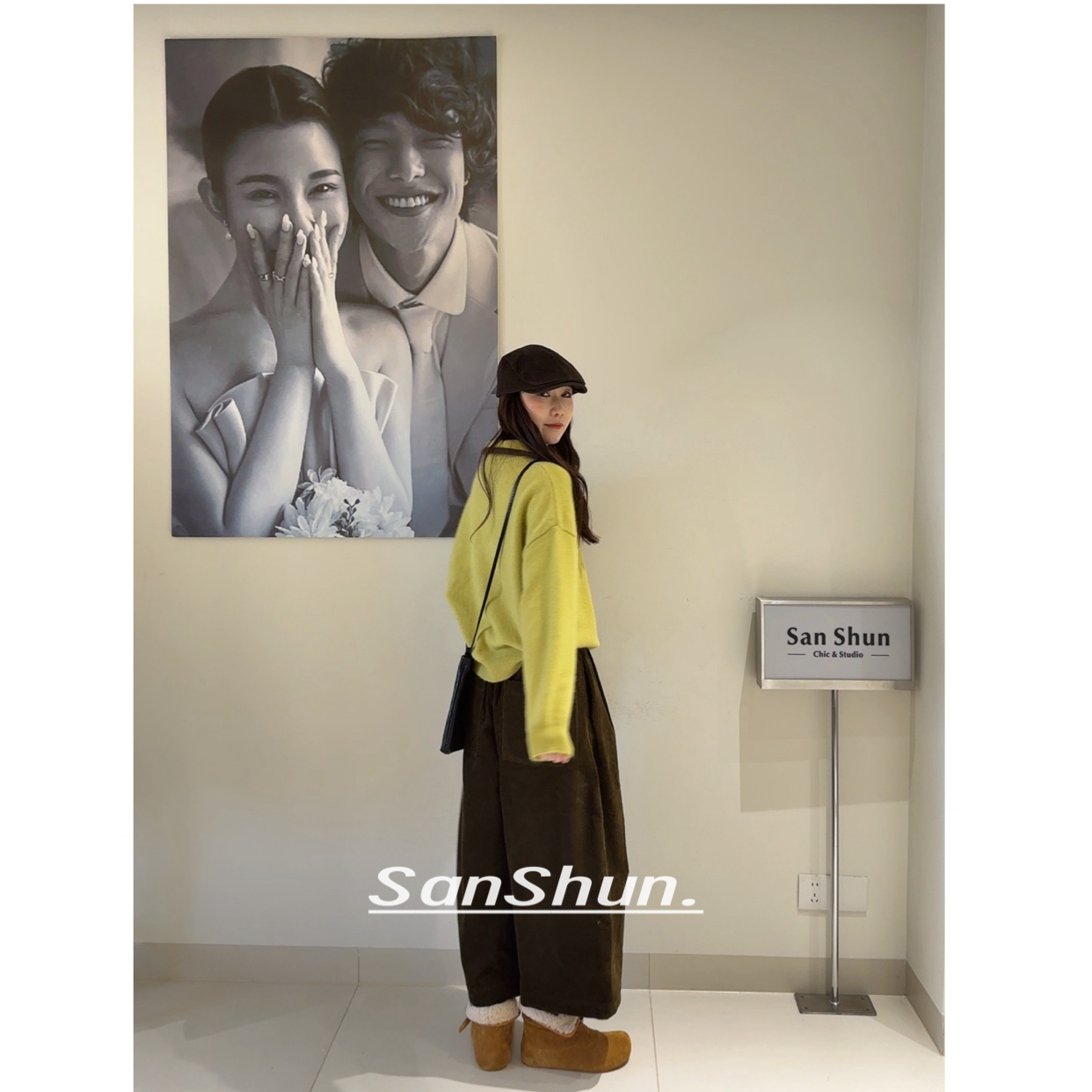 Sanshun-（九分气球裤）-秋冬新款灯芯绒里加毛九分气球裤韩版高腰