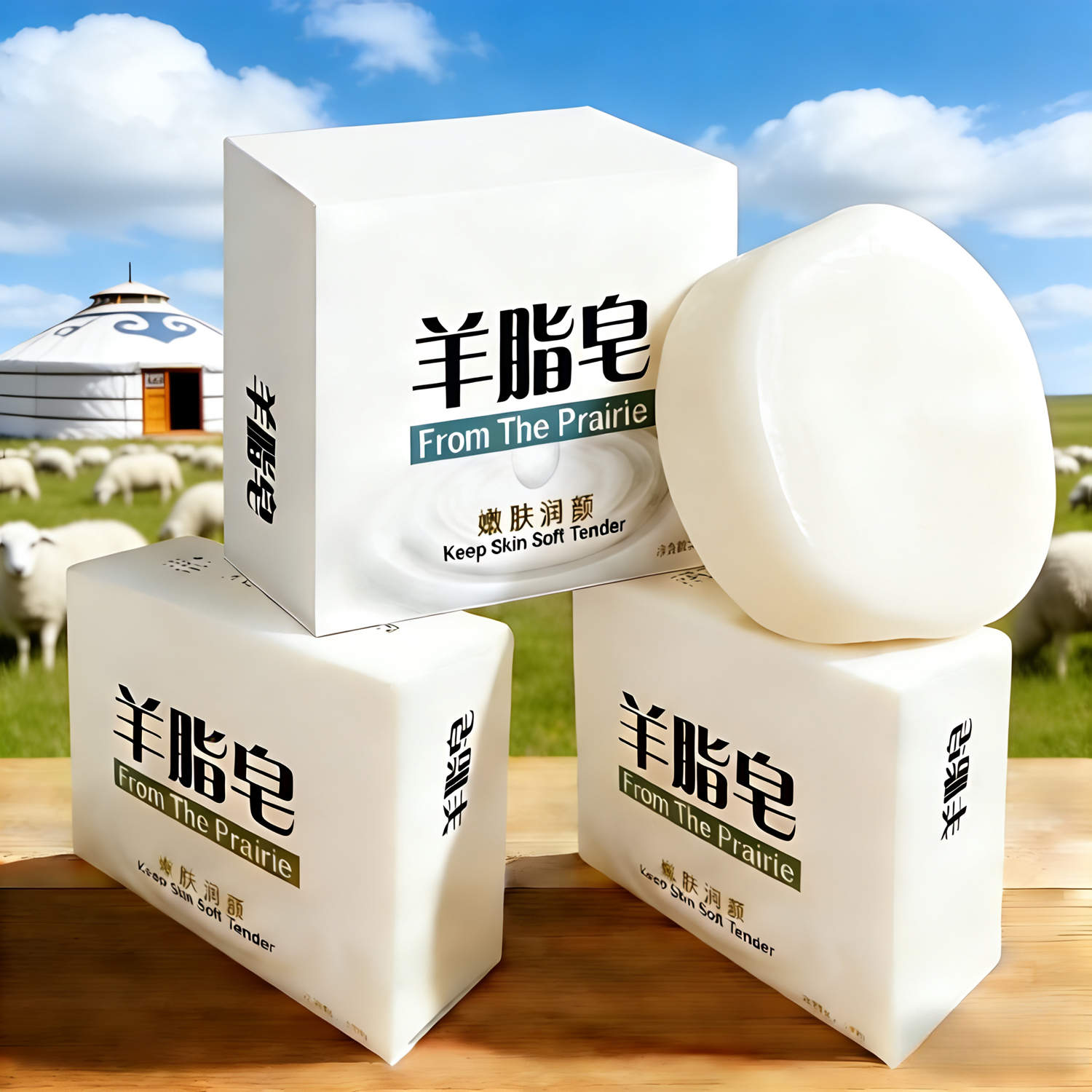 国货羊脂皂温和润肤洗脸沐浴控油除螨羊脂香皂清洁保湿手工羊奶皂