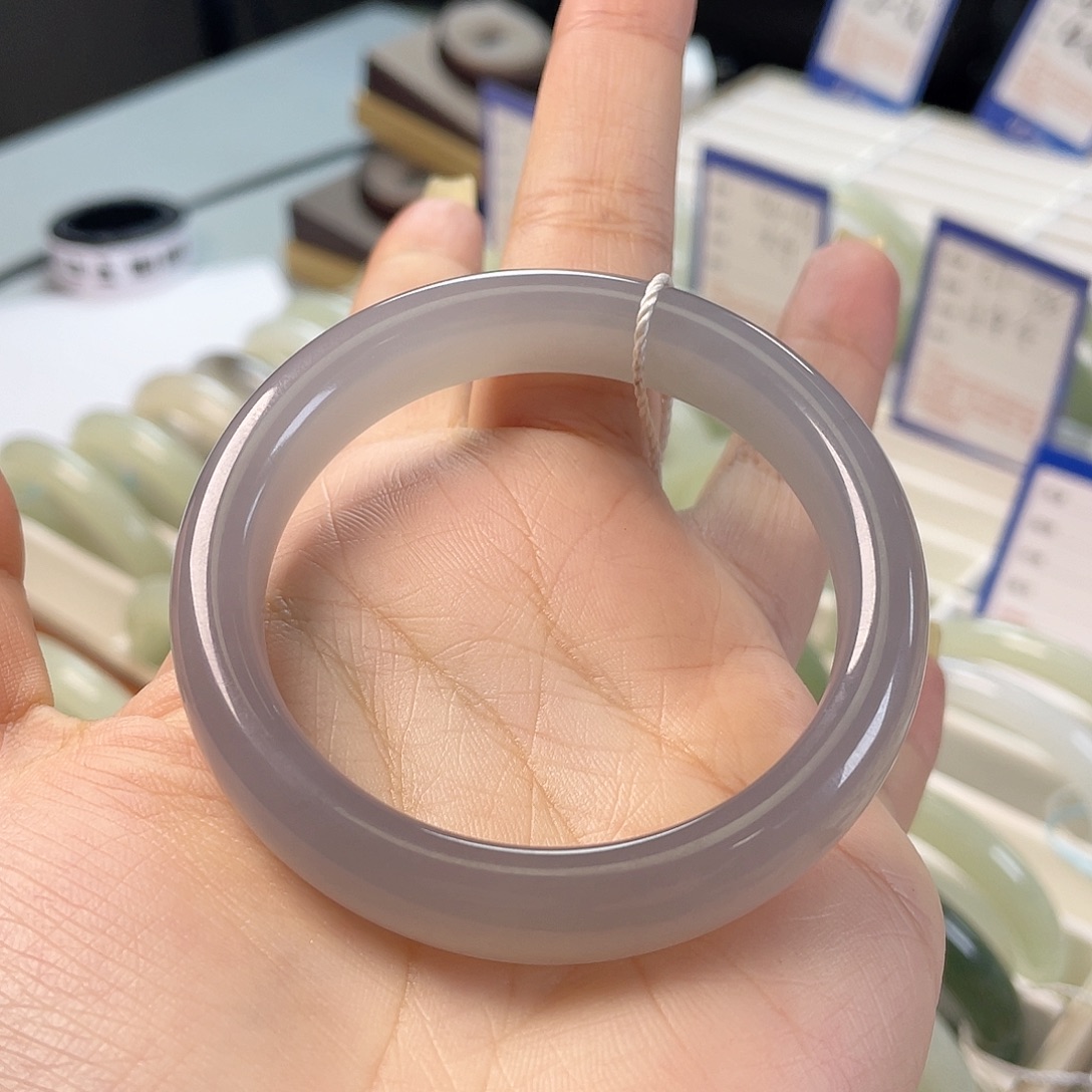 和田玉未镶嵌手镯冰烟紫捡漏款