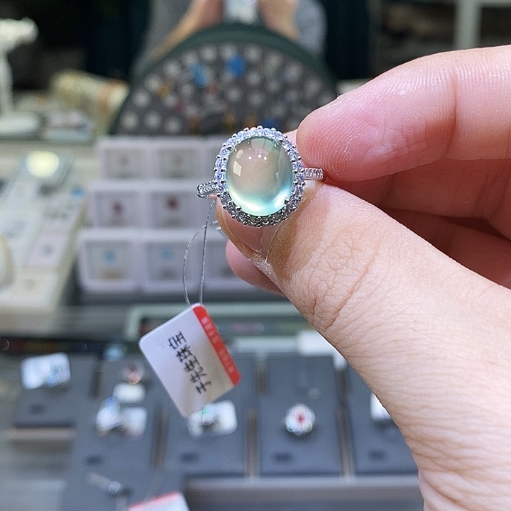 葡萄石戒指银S925镶嵌