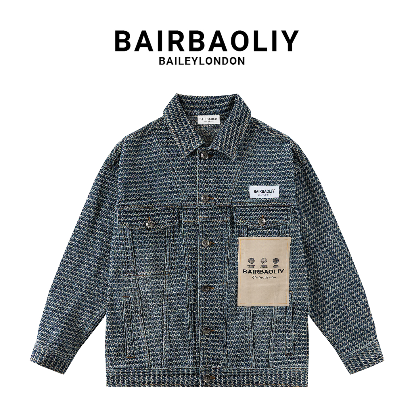 BAIRBAOLIY潮牌高级感小香风重工提花贴布绣修身翻领气质夹克外套