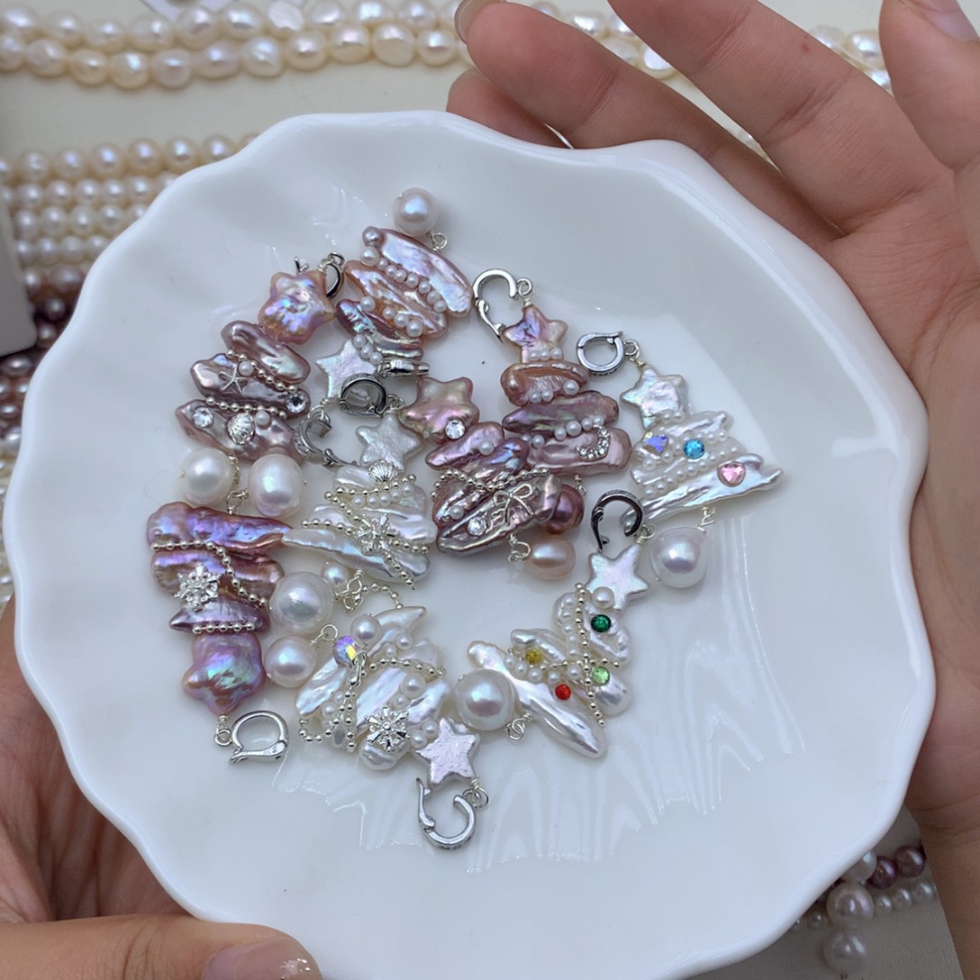 合金淡水珍珠吊坠(不含链)