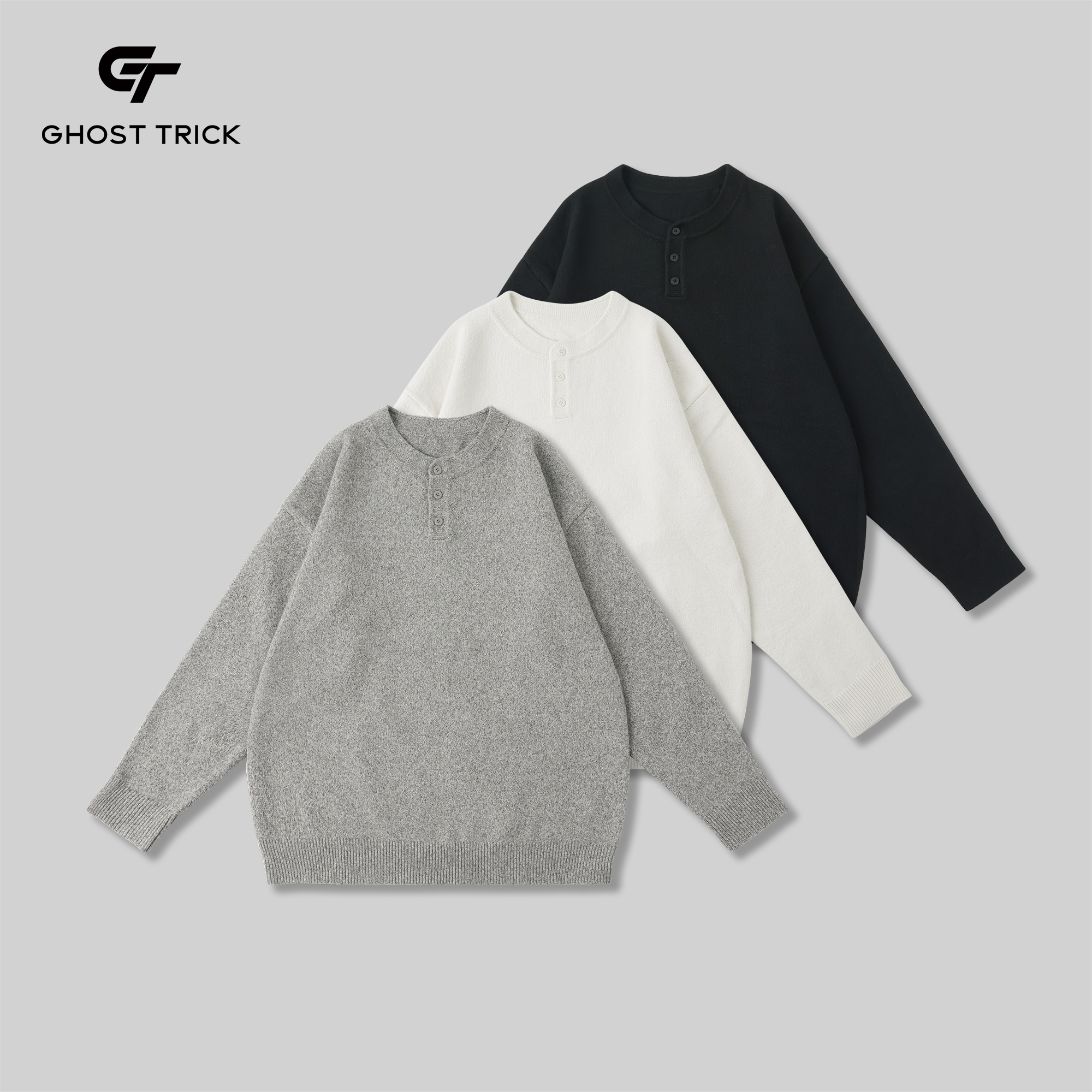 秋季新款老钱风针织衫上衣亨利领慵懒中性风62230