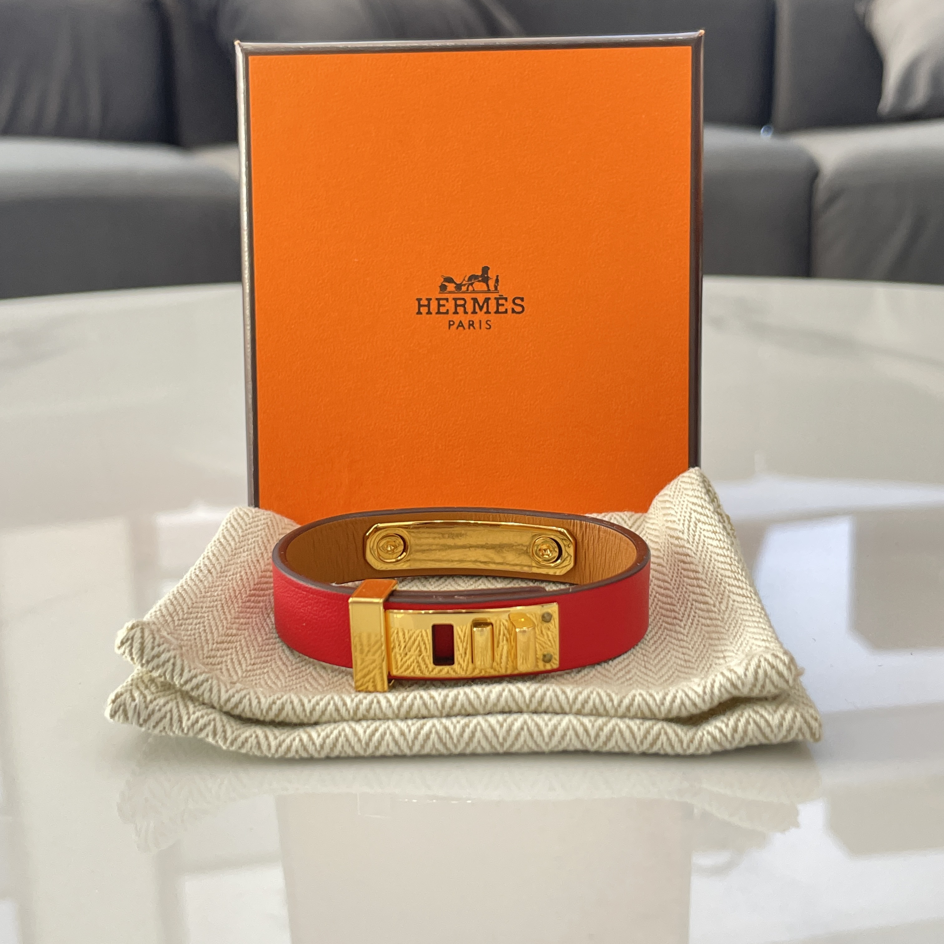 90新 Hermes/爱马仕 爱马仕CDC 红色爱心手环