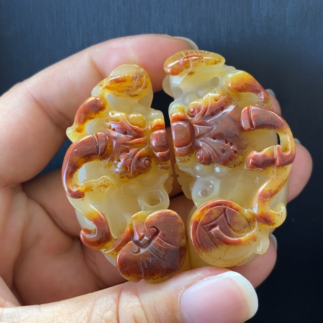 石英质玉（黄龙玉）颈饰未镶嵌