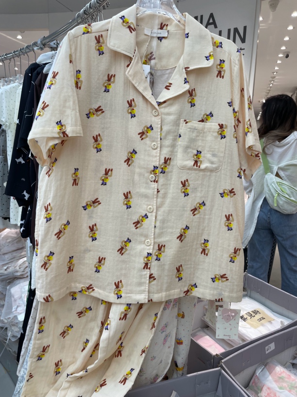 杜小宅新款卡通碎花双层纱睡衣女夏季薄款舒适透气家居服套装