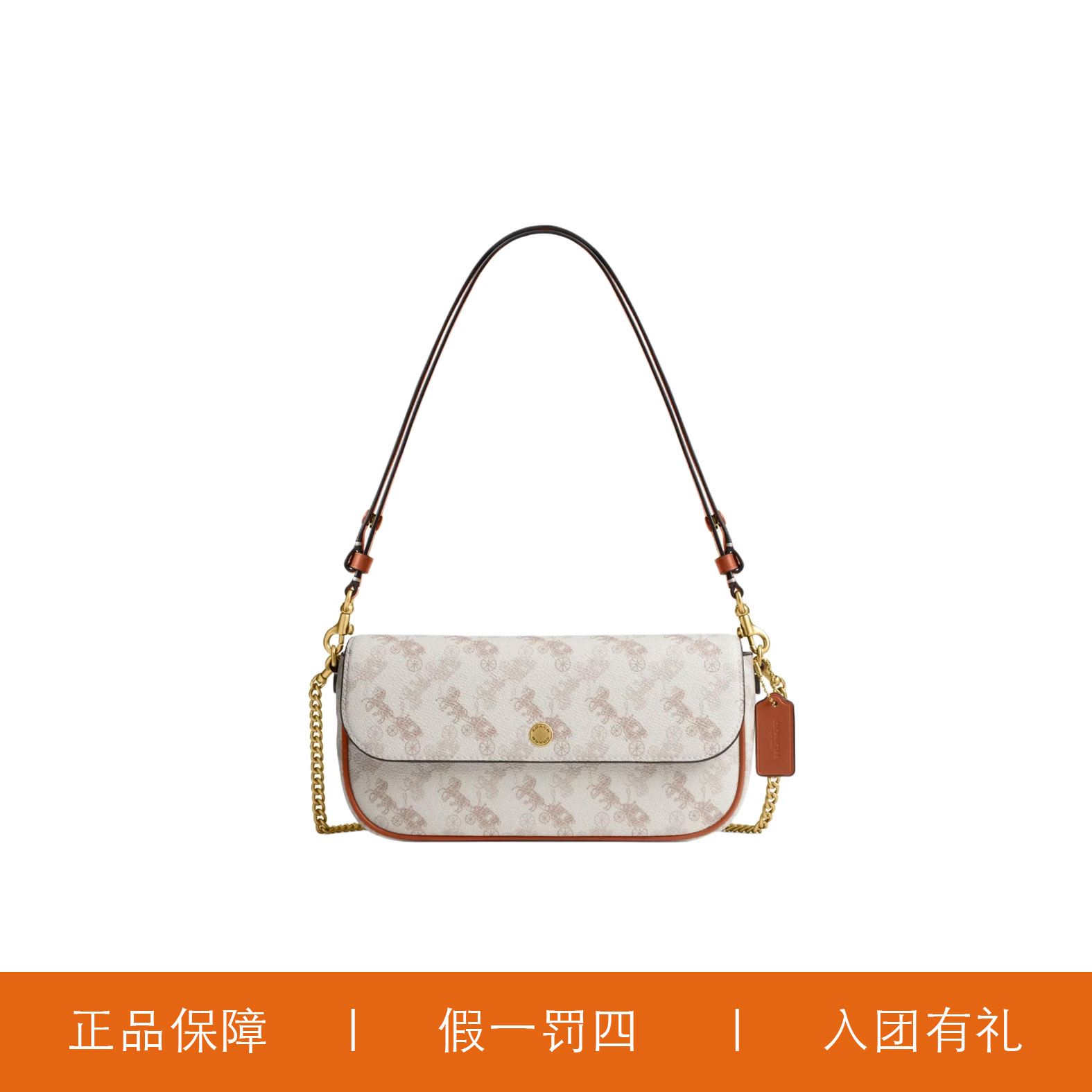 95新 COACH/蔻驰 蔻驰马拉车白色法棍/JMDD73/23X12X4