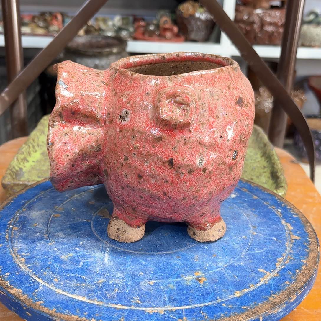 泥塑古镇炻陶花盆