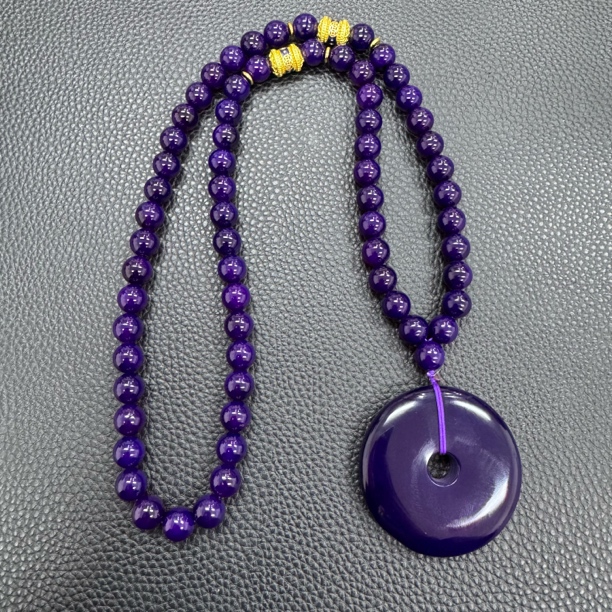 天然珠宝时尚百搭紫龙醇平安扣项链（多样性拍一发一）