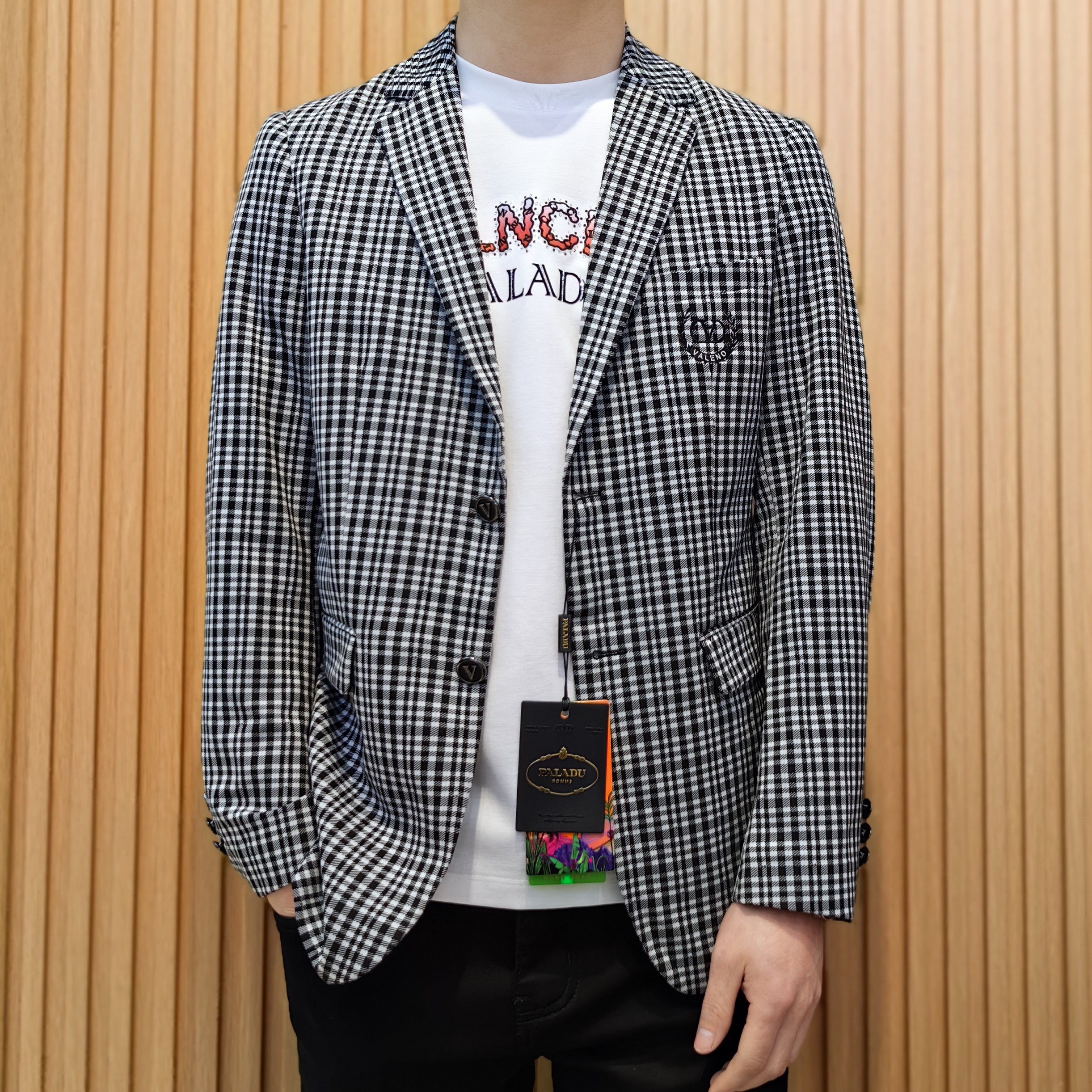 格子西装修身千鸟格春秋季弹力休闲西服