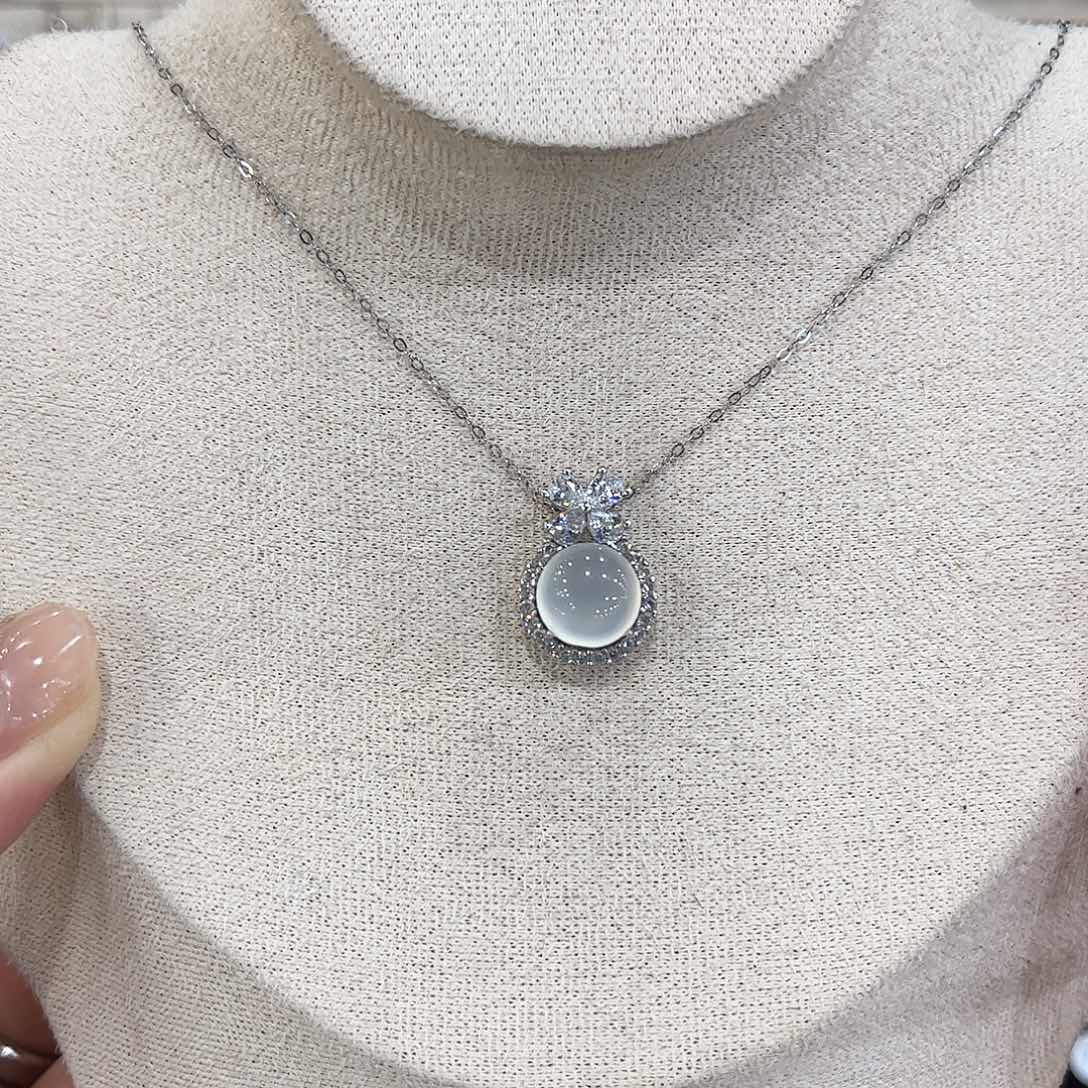 半***岛岫玉银S925镶嵌吊坠(赠链)