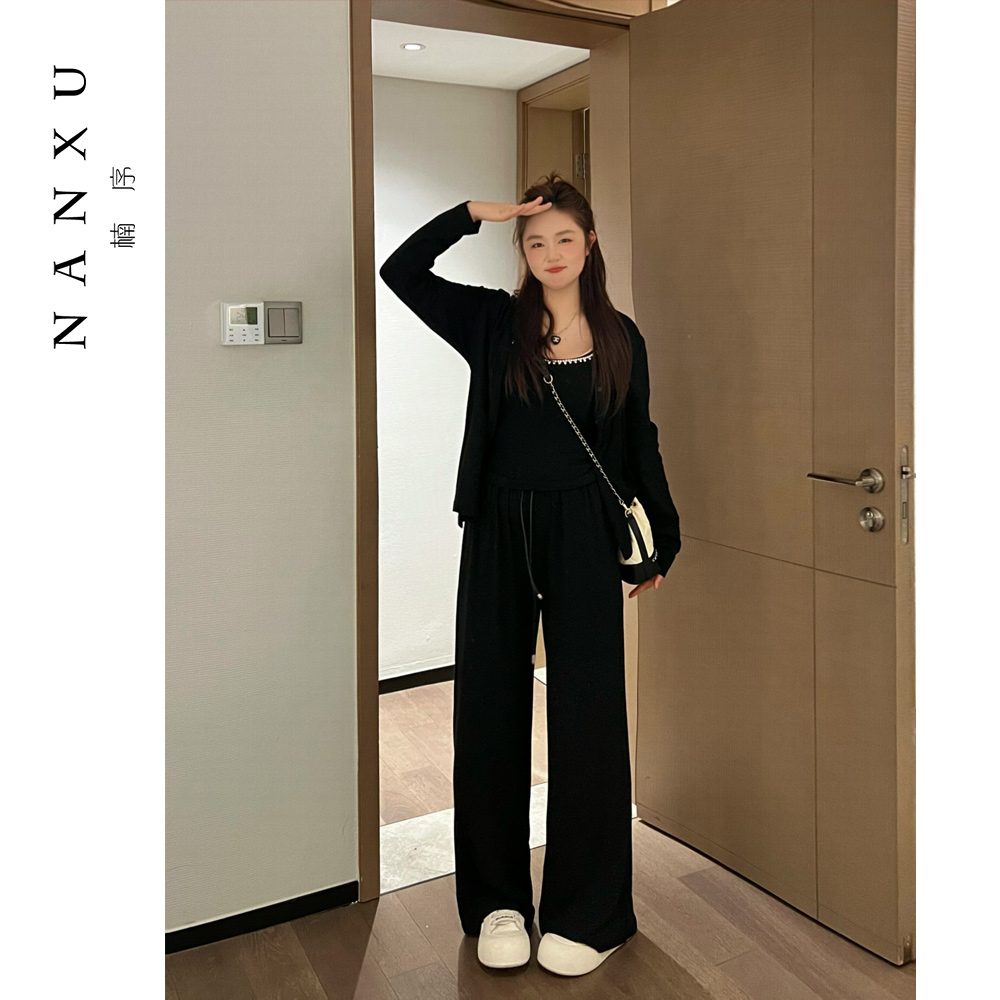 楠序源子微胖女装 2025春装新品休闲气质时尚显瘦三件套装YZ35123