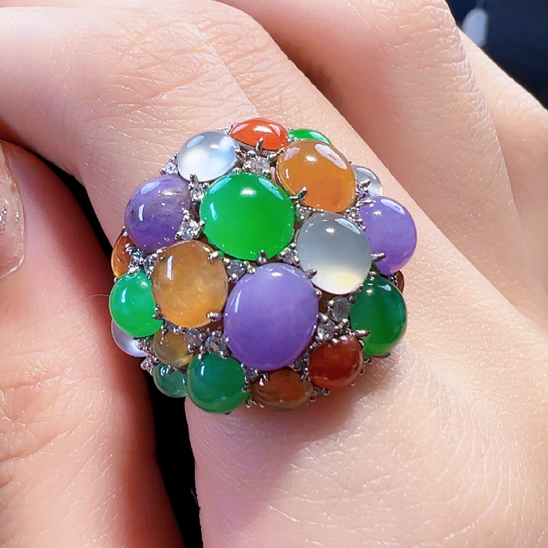 翡翠戒指18K金镶嵌《新款》签收后24小时鉴赏期